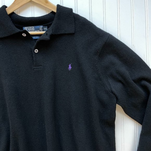 Polo Ralph Lauren Other - Polo 100% Lambs Wool Purple Horse Collared Sweater